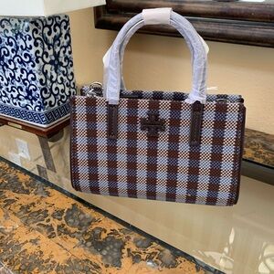 Plaid Brown and White Mini Tote Handbag( Sold)